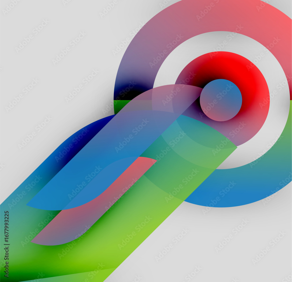 Poster abstract composition. overlapping colorful circles, lines create dynamic visual effect. smooth gradi