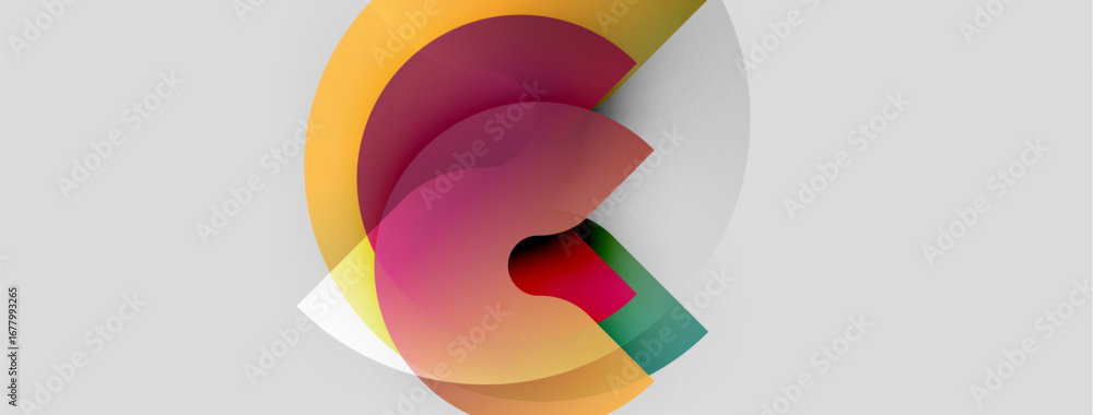 Poster abstract colorful shapes overlap, creating dynamic visual composition. gradient hues blend, forming 