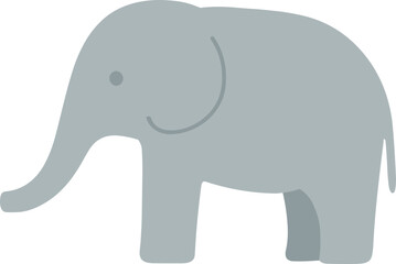 Flat Simple Elephant Icon Illustration in Minimalist Style for Graphic Design