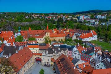 Naklejka premium Courtyard of the castle at Cesky Krumlov in Czech republic
