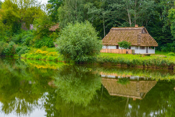 Obraz premium Historical house at Lublin Village Open Air Museum in Poland