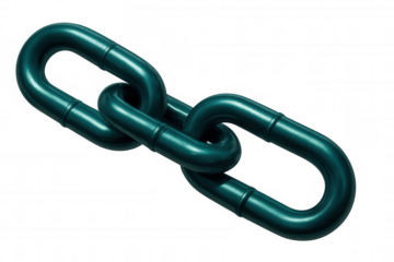 Green metallic chain forming strong connections, ideal for concepts related to industry, security, or teamwork