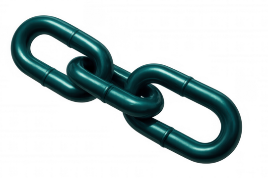 Green metallic chain forming strong connections, ideal for concepts related to industry, security, or teamwork