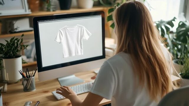 Designing custom t-shirt mockups for online stores home office digital marketing content bright environment user-centric approach