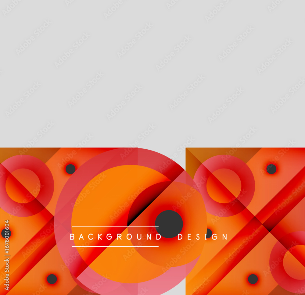 Poster Abstract geometric shapes, vibrant orange, red hues. Modern design elements create dynamic visual texture. Minimalist style, clean lines.