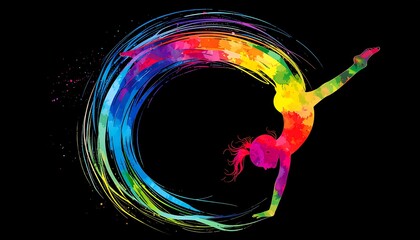 Colorful gymnast in a circle