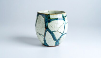 Ceramic teacup with unique crackle glaze