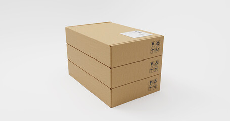 Stack of Brown Kraft Cardboard Shipping Boxes