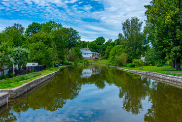 Fototapeta premium Nezarka river passing through Jindrichuv Hradec, Czech republic