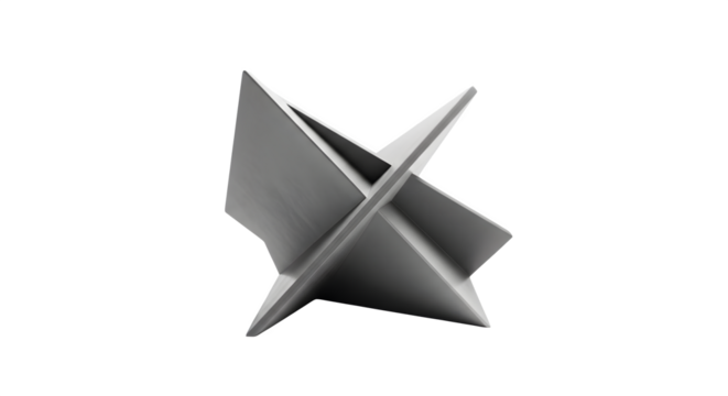 Geometric gray sculpture isolated on transparent background