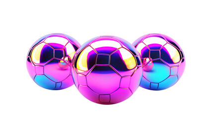 Futuristic Iridescent Soccer Balls with Neon Glow