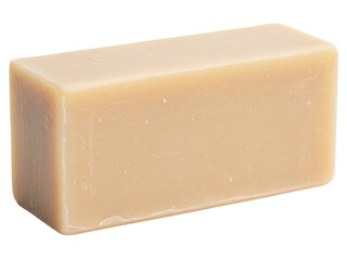 Natural beige rectangular bar of soap for washing and hygiene on a transparent background