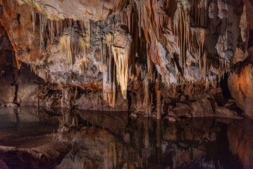 Interior of Domica cave in Slovakia
