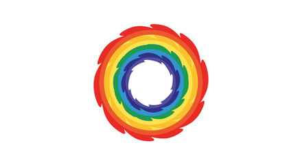 Obraz premium Rainbowcolored swirl with red outer edges forming a ringlike vortex pattern with a white central hole