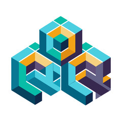 Obraz premium Geometric “OQ” Brand Icon with Overlapping Digital Blocks