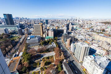 Fototapeta premium 文京シビックセンターから見る池袋と新宿方面の街並み