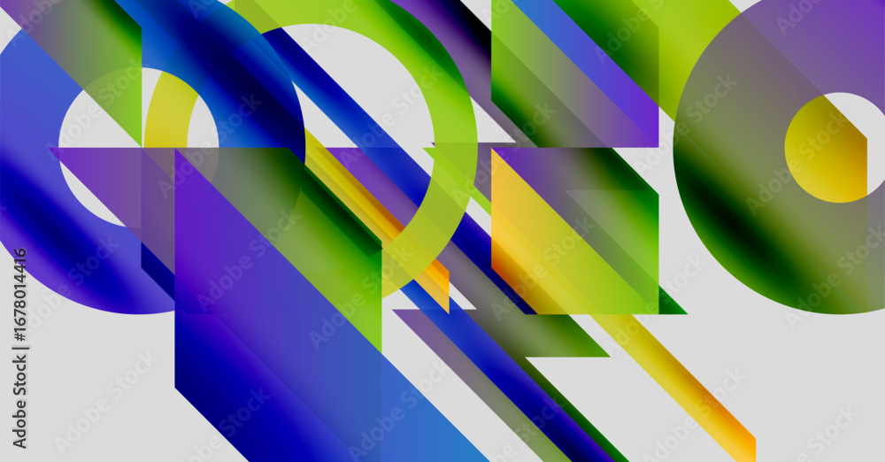 Aufkleber abstract geometric composition. vivid colors intersect, creating dynamic visual experience. shapes o