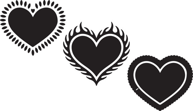 Heart Silhouette Vector Set for Graphic Projects and Symbolism in Artworks