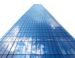 Fototapeta premium Modern Glass Skyscraper with Reflections, Contemporary Architecture Design, isolated on transparent background PNG