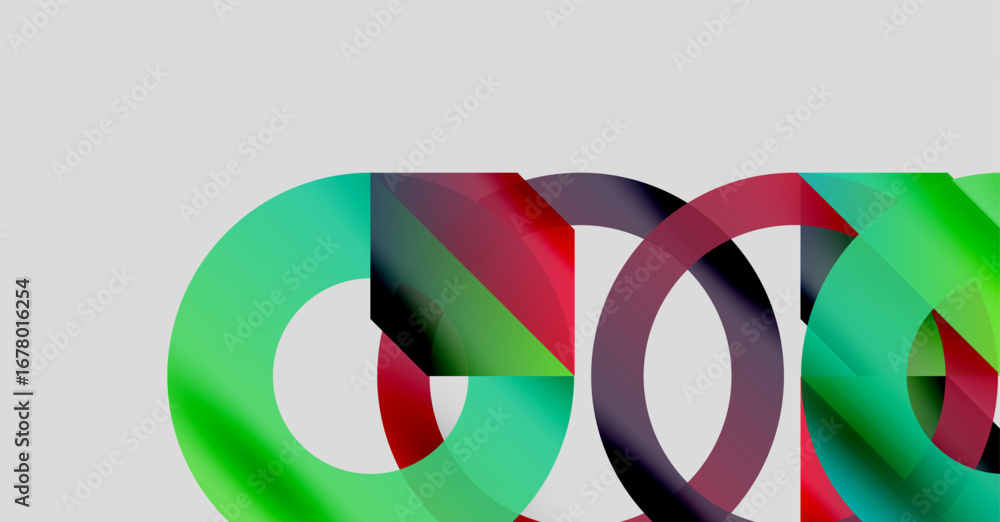 Poster abstract composition featuring overlapping colorful circles. green, red, purple hues create dynamic 
