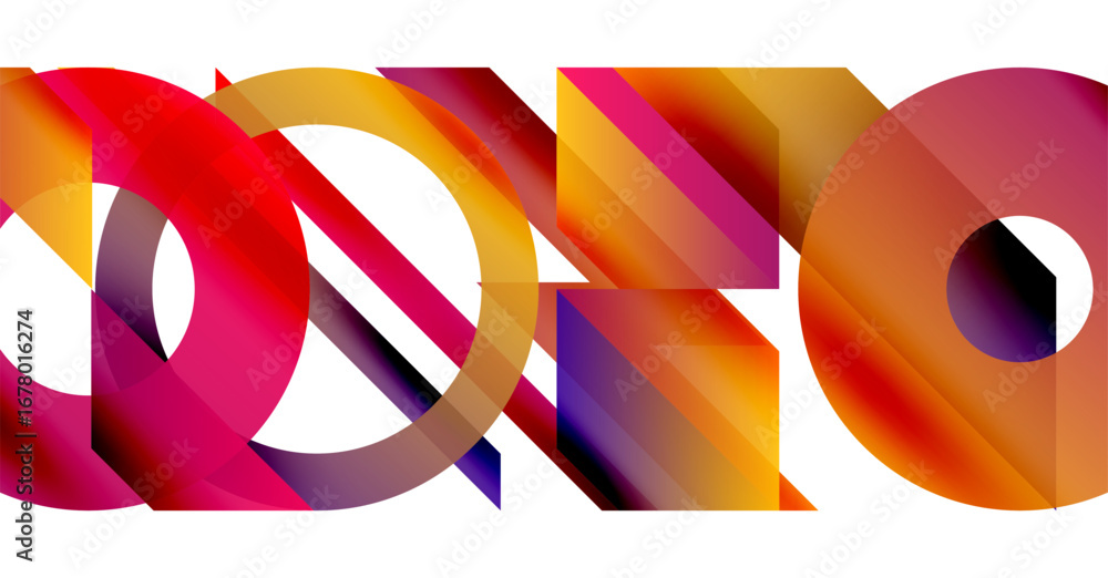 Aufkleber abstract colorful shapes overlap, creating dynamic visual composition. gradients blend reds, oranges