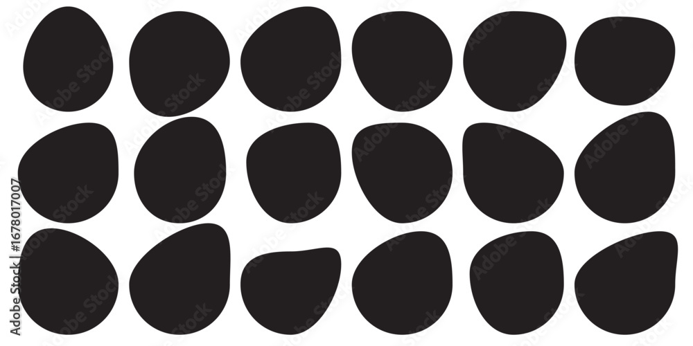 Aufkleber random organic blob shapes. black cube drops. liquid organic amoeba silhouette blob in modern style.