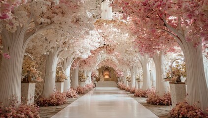 Elegant Enchanting Blossom Tunnel Pathway for Special Events.