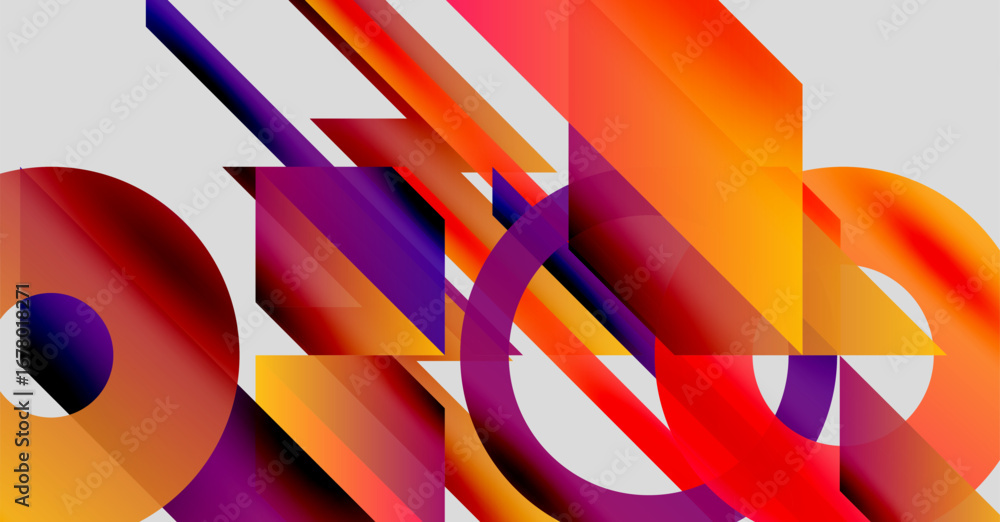 Aufkleber abstract composition. geometric shapes overlap, creating vibrant color gradients. dynamic design wit