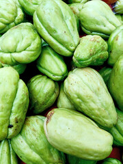 Top View of Fresh Chayote Squash Ready for Cooking