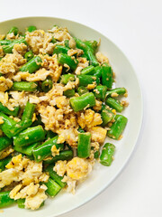 Indonesian Home Cooking, Tumis Kacang Panjang with Orak Arik Telur