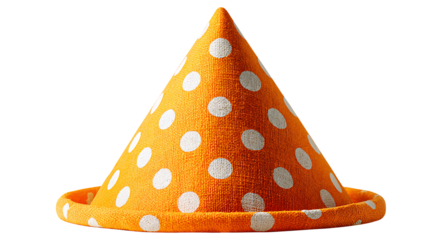 Bright Orange Polka Dot Party Hat on Transparent Background, png