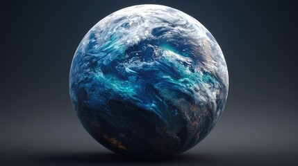 Stylized Earth globe, vibrant blues & whites