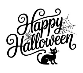 Happy Halloween, a handwritten text Banner. Vector illustration