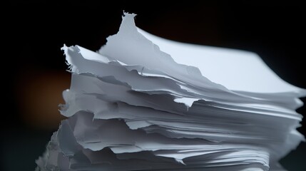 A stack of white paper with textured edges in black and gray tones, perfect for writing letters, creating a classic stationery suitable for formal or personal communication needs.