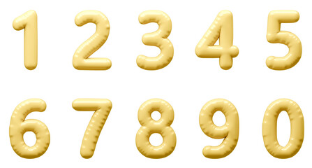 3D画像_風船_数字_黄色