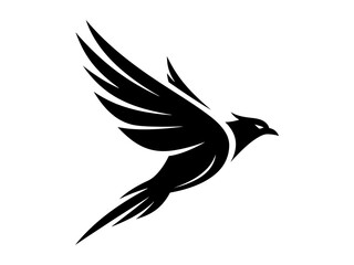 Obraz premium Black and White Bird Illustration Majestic Flight