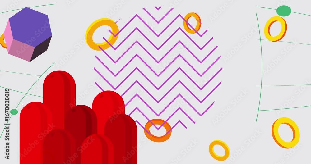 Poster geometrical graphic retro theme background animation with place for text. minimal geometric elements