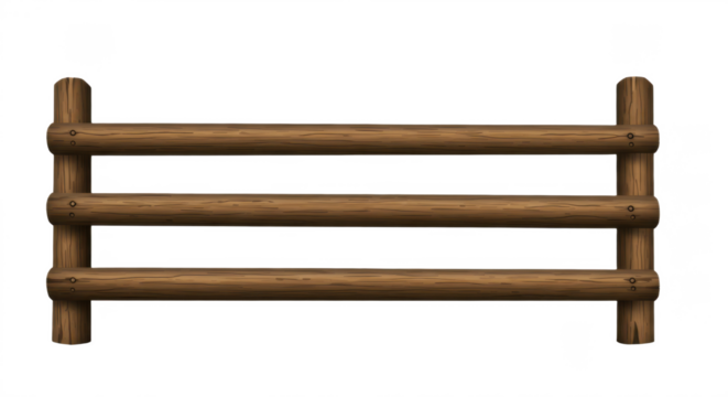 Realistic wooden fence made of wood transparent background