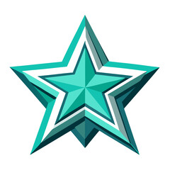Obraz premium Teal 3D Star Badge with Abstract Design Lines