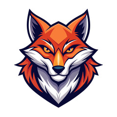 Angular Fox Head Logo with Layered Colors and Intense Expression