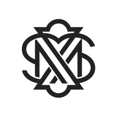 Minimalist Intertwined Monogram with Clean Symmetry in Black and White