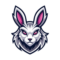 Playful Stylized Rabbit Head Logo with Smooth Contours and Monochrome Esports Aesthetic
