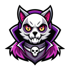 Gothic Cat Mascot with Skull Makeup, Vibrant Accents, and Bold Vector Shading