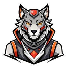 Modern Animal Avatar with Calm Intensity, Techwear Hints, and Symmetrical Design