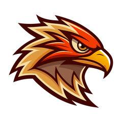 Wild Bird Logo with Layered Contours, Warm Highlights, and Aggressive Posture