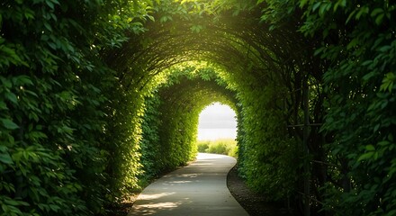 Obraz premium Magical Green Archway Bathed in Golden Sunlight