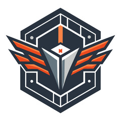 Sleek Tech Emblem with Symmetrical Geometry and Powerful Minimalism