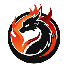 Sleek Red Dragon Logo with Stylized Flames and Bold Compact Composition