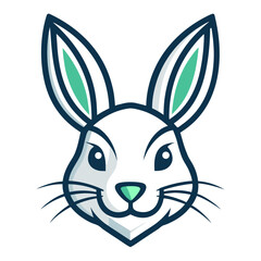 Simplified Rabbit Head with Balanced Vector Lines and Friendly Minimalist Design