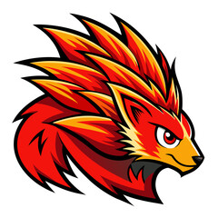 Red and Orange Porcupine Mascot with Stylized Quills in Bold Vector Lines for Dynamic Team Branding
